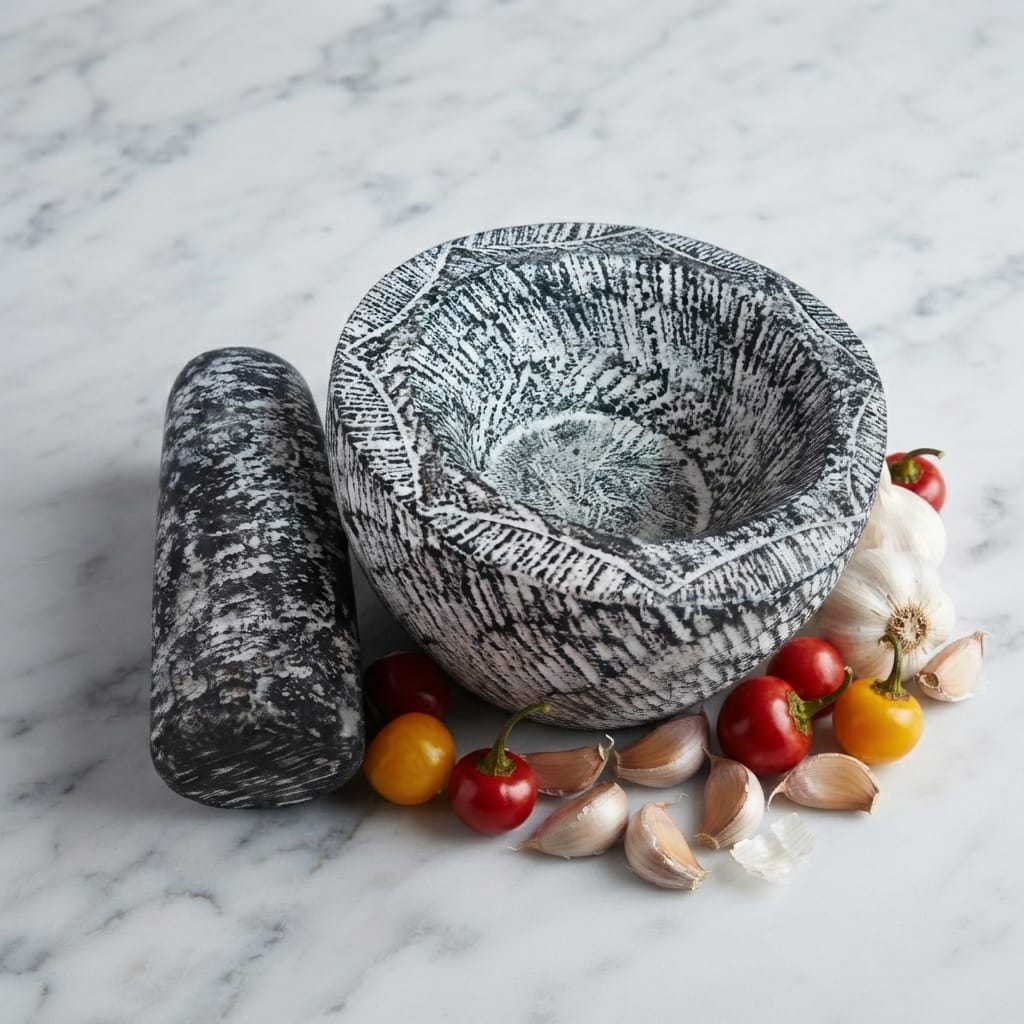 Hand Crafted Traditional Stone Mortar And Pestle Khalbatta Locally Made Black Stone Material 100% Stone - image 1