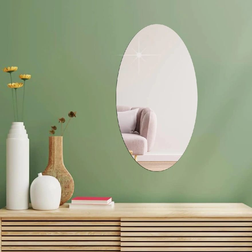BP 1 Piece Large Size Flexible Mirror Sheets Sticker Self-Adhesive Plastic Tiles Non-Glass Stickers For Home Decoration 30 * 40 Size - Medium Stick Plain Wall Not To Rattle Wall - image 3