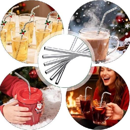 3 Pack Reusable Stainless Straws Steel - image 2
