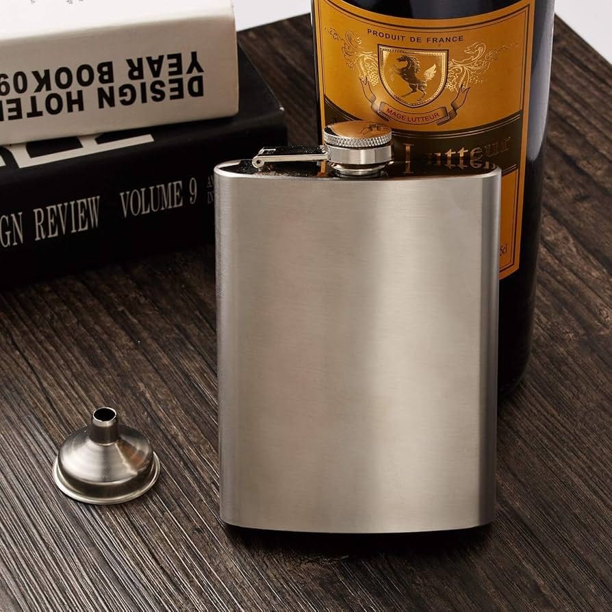 BB Stainless Steel Hip Flask, Alcohol Drinks Wine Whiskey Holder Bottle Or Liquor Flasks For Men 7oz (206 Ml) - Silver - image 3