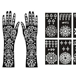 JCPK Mehendi Stencil Stickers / Sticker Stick On And Apply Heena (Pack Of 2) Different Two Designs Bridal Mehandi Stencils Heena Mehandi Sticker For Festivals Functions Girls Women Traditional Design Mehendi Sticker For Hand - image 2