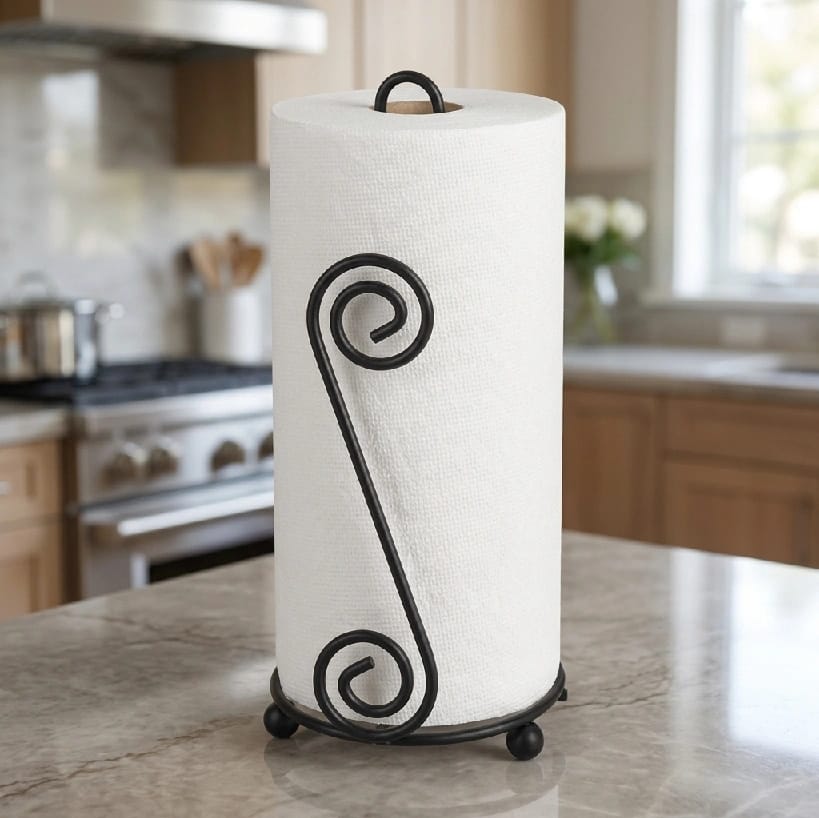 BB-S Shaped Tissue Paper Roll Holder With Roll, Stand, Toilet-Paper Holder For Kitchen And Dining Table – Paper Towel Holder (Black) - image 1