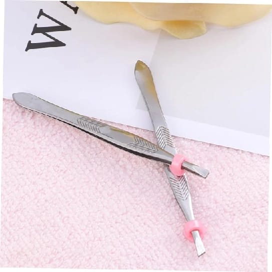 Stainless Steel Tweezer / Tweezers Hair / Eyebrow Plucker Slant Tip Puller (2 Pcs) - image 1