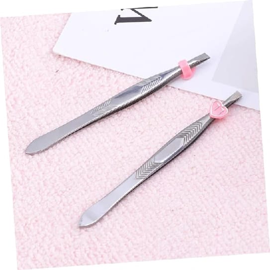 Stainless Steel Tweezer / Tweezers Hair / Eyebrow Plucker Slant Tip Puller (2 Pcs) - image 3