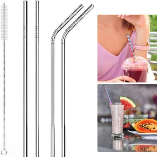 High Grade Stainless Steel Metal Straw 5-Piece Set Brush Included Metal Straws Reusable Straws Eco-Friendly And Natural - image 1