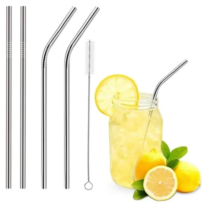 High Grade Stainless Steel Metal Straw 5-Piece Set Brush Included Metal Straws Reusable Straws Eco-Friendly And Natural - image 3