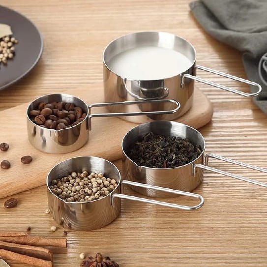 Set Of 4 Stainless Steel Measuring Cup Set - Professional Kitchen Tools For Measuring Liquid Cooking Baking - image 3