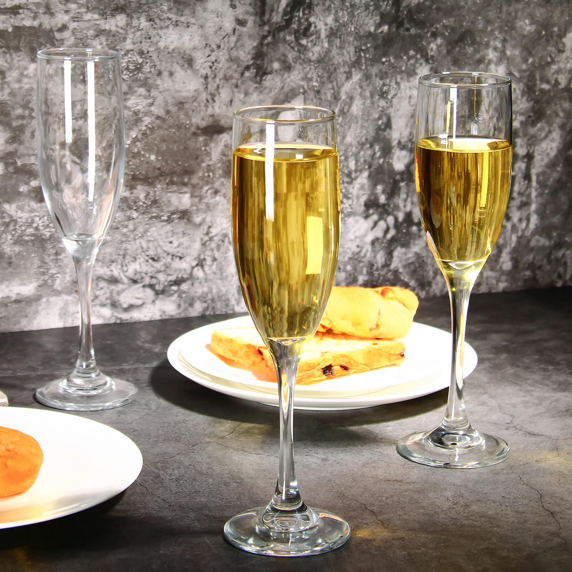 Set Of 6 Glass Champagne Flute Wine Glasses 200 Ml Long Steam Lead Free Wine Glass - image 3