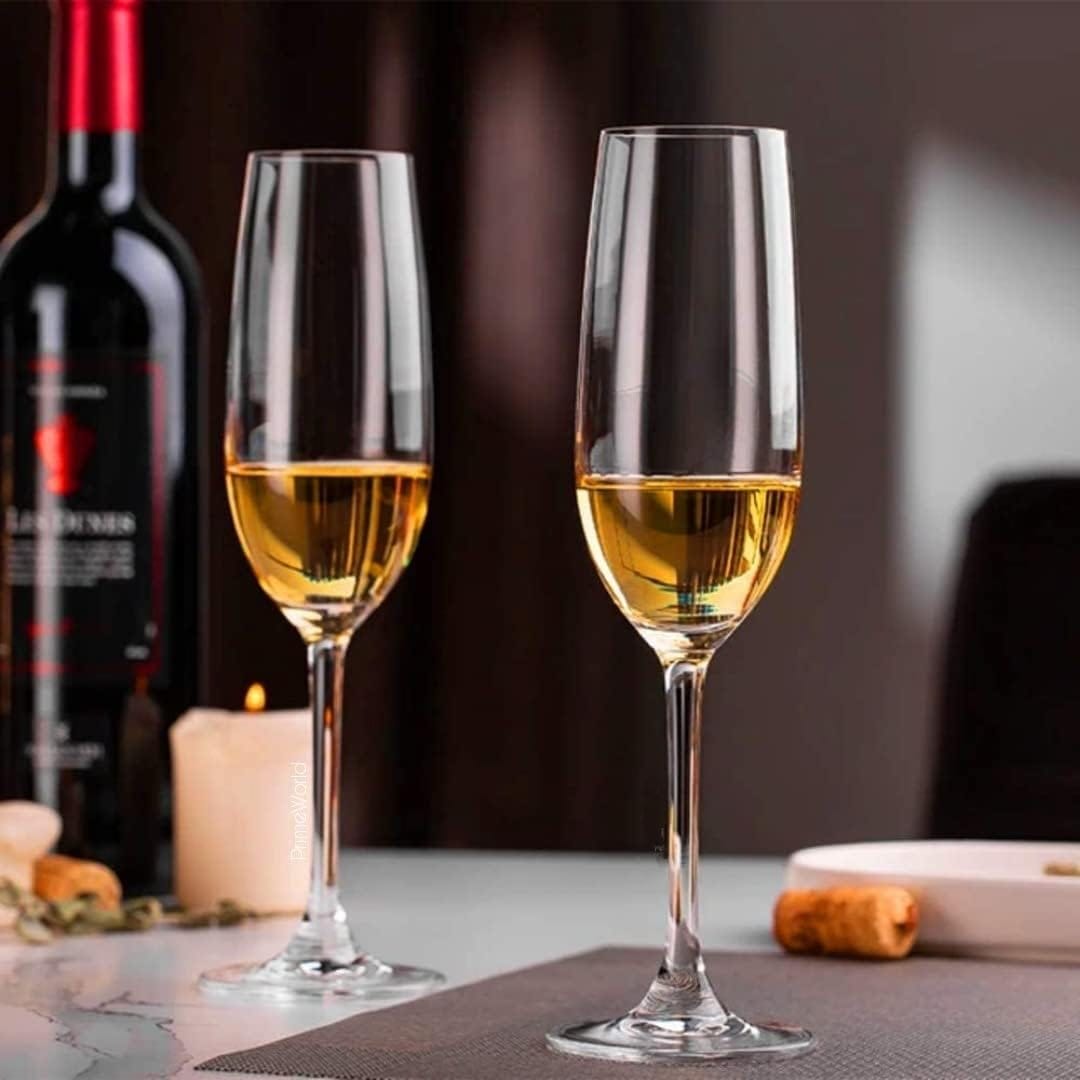 Set Of 6 Glass Champagne Flute Wine Glasses 200 Ml Long Steam Lead Free Wine Glass - image 2