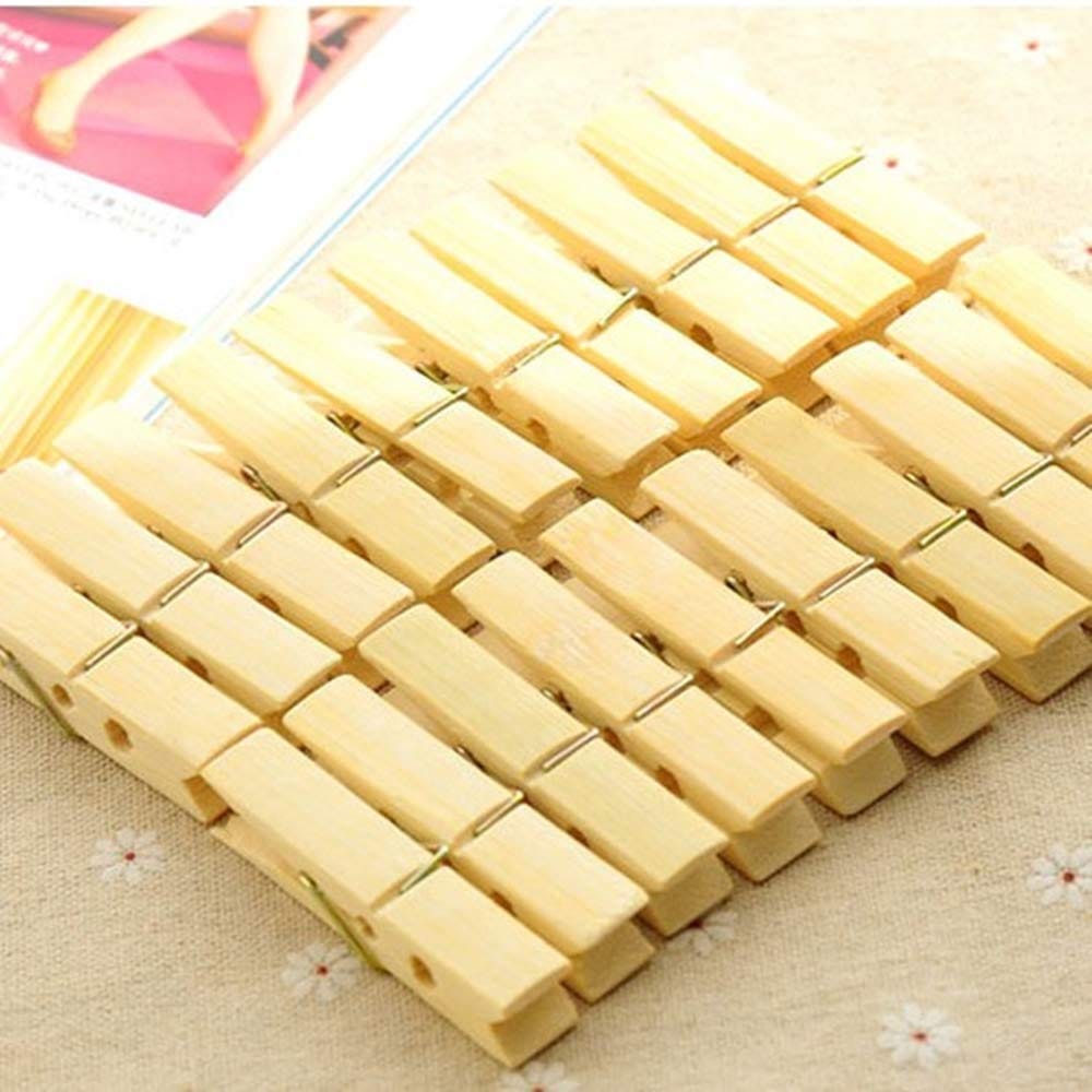 Wooden Clips Bamboo Cloth Pegs For Decoration | Clothes Pins Clips Laundry Clips Cloth Hanging Clips | 20 Pieces - image 2