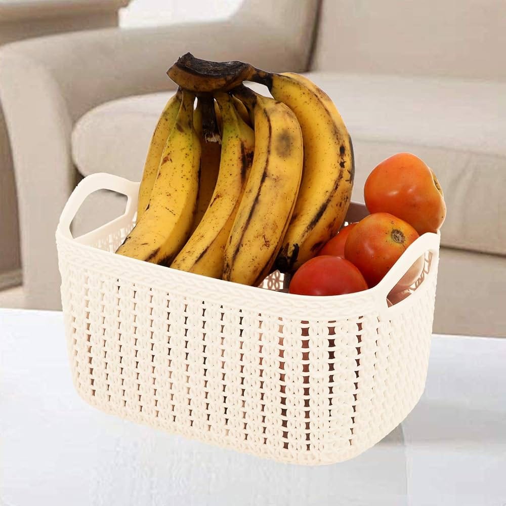 Plastic Multipurpose Flexible Storage Baskets/Fruit Vegetable Bathroom Stationary Home Basket With Handles (Multicolor) - image 1