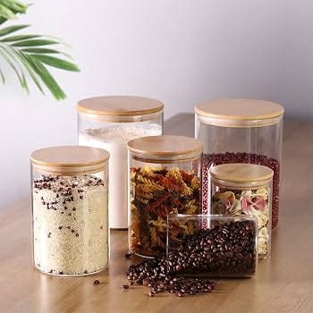 Glass Jars With Bamboo Lid I 750ml Each-Pack Of 1 | Transparent Airtight Borosilicate Kitchen Containers Set | Glass Jars For Cookies Snacks Pulses Dry Fruits Nuts - image 3