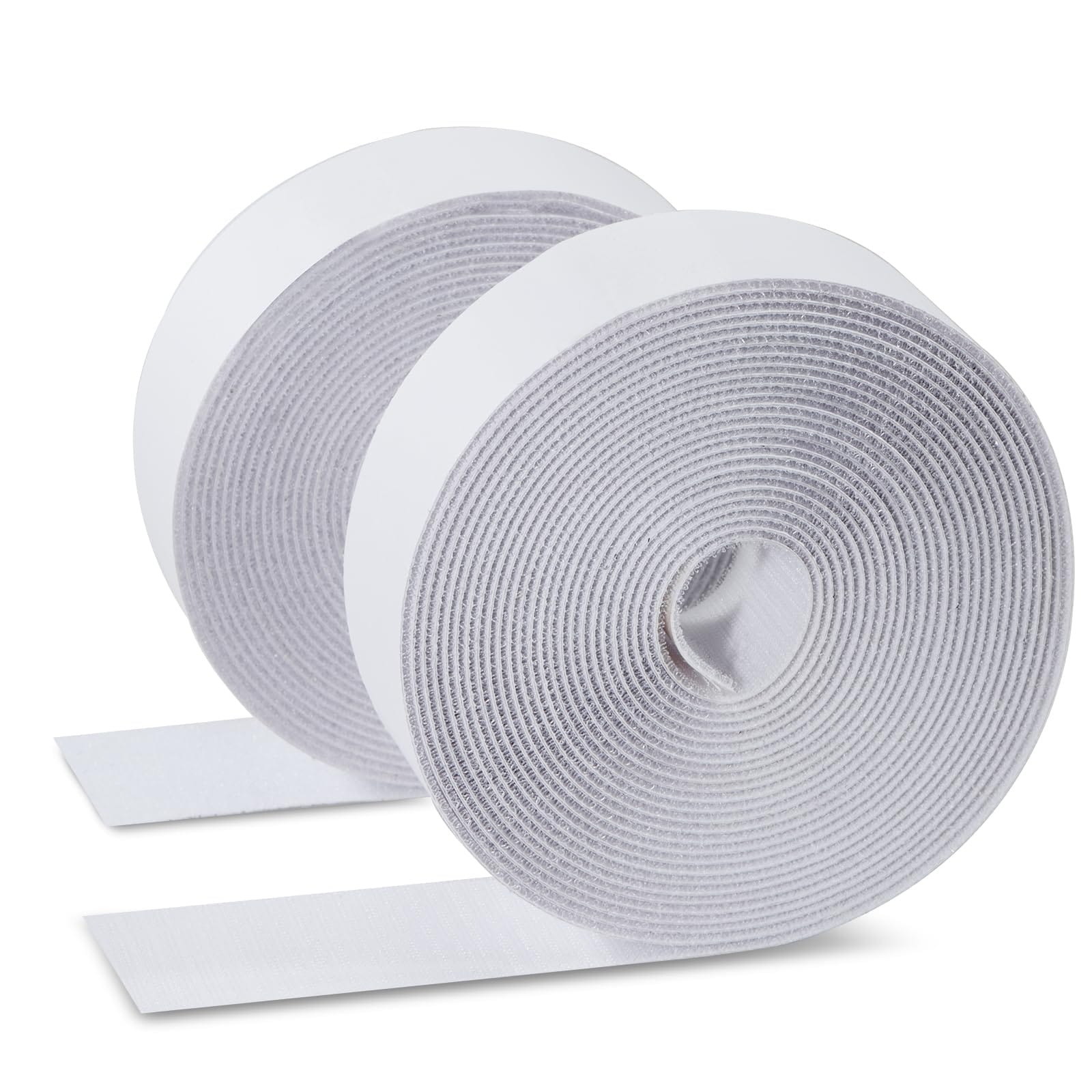 20M Double Sided Hook And Loop Tape Charchare, Nylon Hook And Loop Strips, Strong Sticky Back Picture Hanging Strips, Reusable Self-Gripping Straps With Adhesive For Home/School/Office Use (White) - image 2
