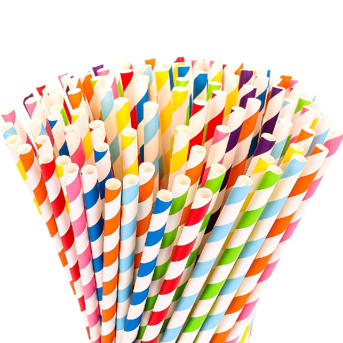 100 Pieces High Grade Eco-Friendly Paper Straw Party Paper Straws Environment Friendly (Multicolor) - image 1