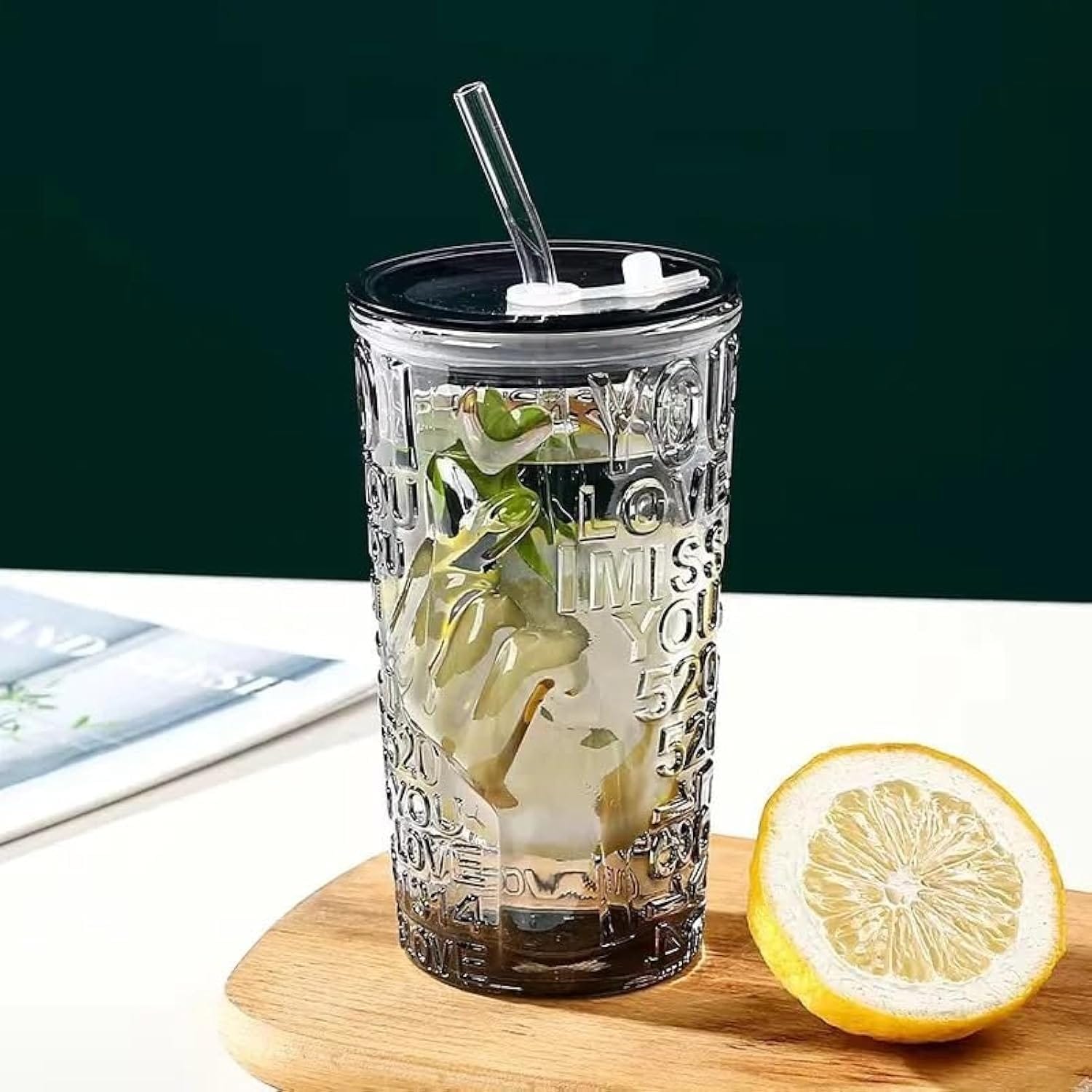 Glass Tumbler With Lid Straw, Reusable Water Glasses, Coffee Cup, Outdoor Glass For Juice, Smoothie, Tea (1pcs) - image 3