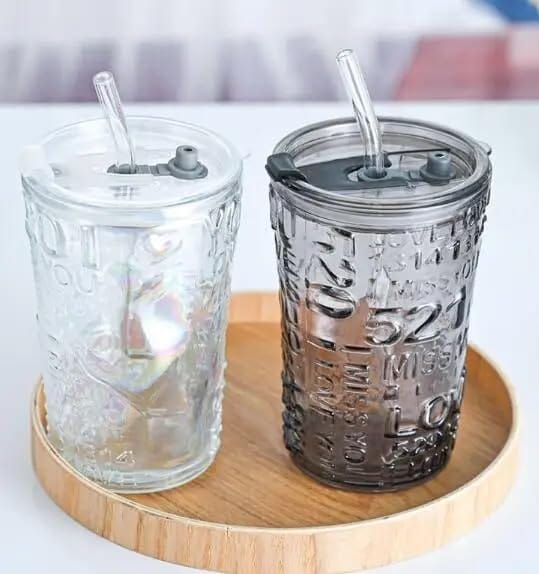 Glass Tumbler With Lid Straw, Reusable Water Glasses, Coffee Cup, Outdoor Glass For Juice, Smoothie, Tea (1pcs) - image 4
