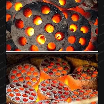 HN Clean Fuel Coal Disk / Disks Briquette Briquettes - Pack Of 6 Coal Briquettes - Quick Lighting - Instant Burning Bee-Hive Design Sustainable Charcoal For Massaging Babies, Grilling, Barbeque, Etc. - image 1