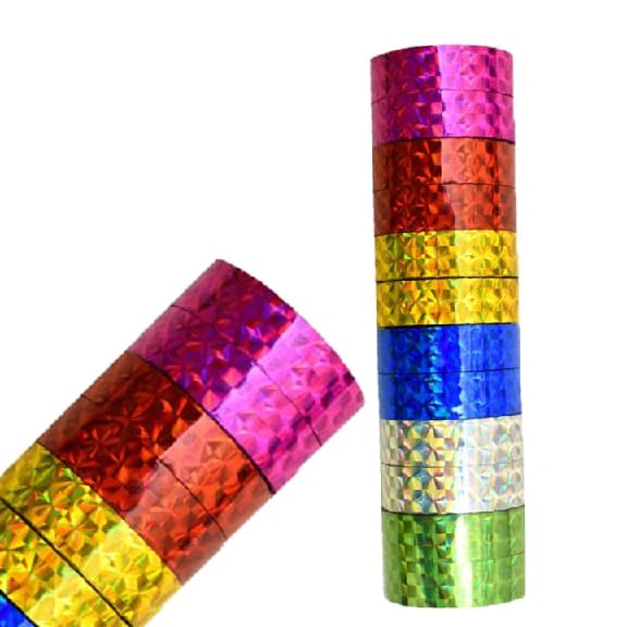 Smart Office Plastic Colorful Decorative Glitter Self Adhesive Tape Rolls / Tape Roll Set 6 Different Colors Thick - image 1