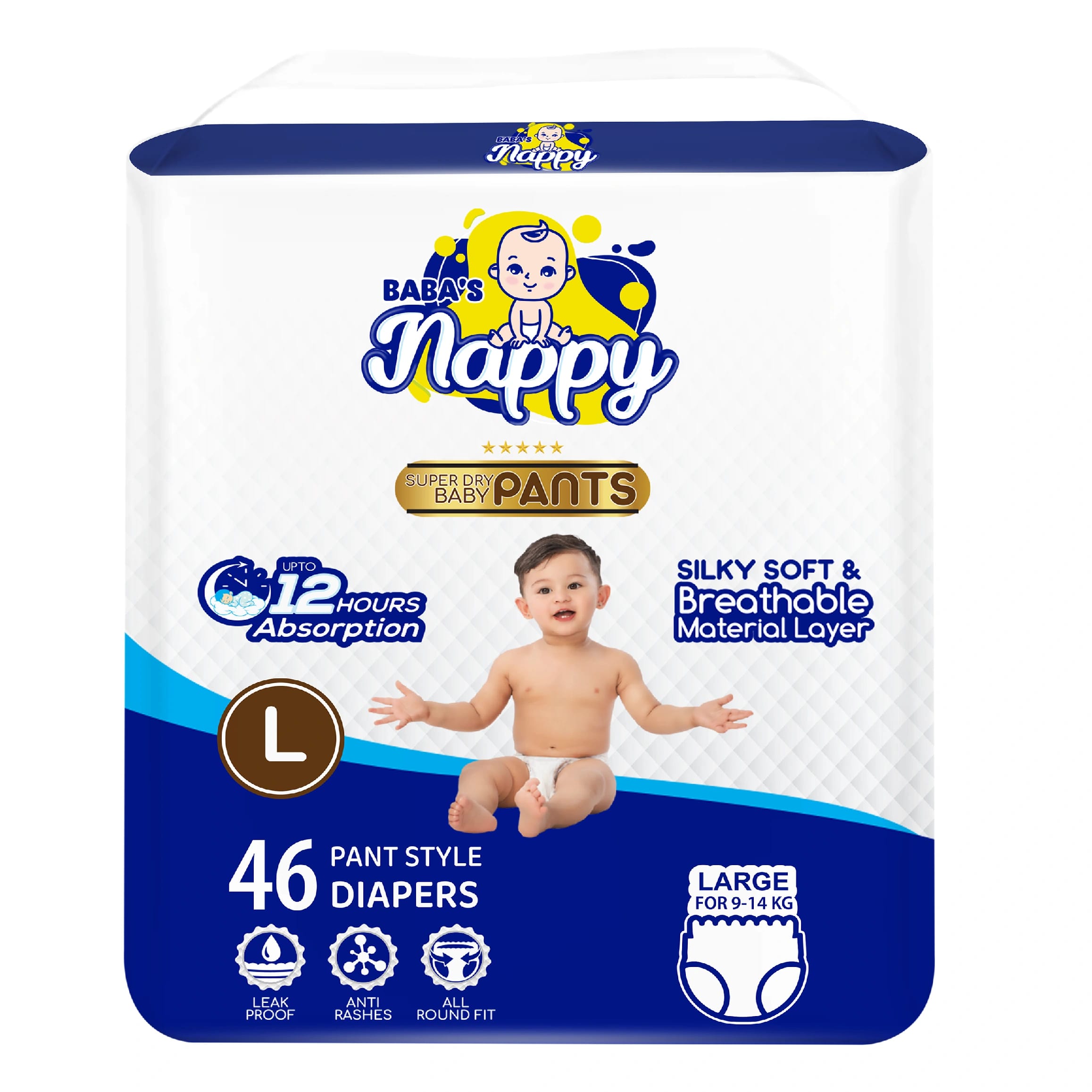 Baba'S Nappy Baby Pull Up Diaper Economic Pack, Large -46Pcs (Set Of 3) - image 2