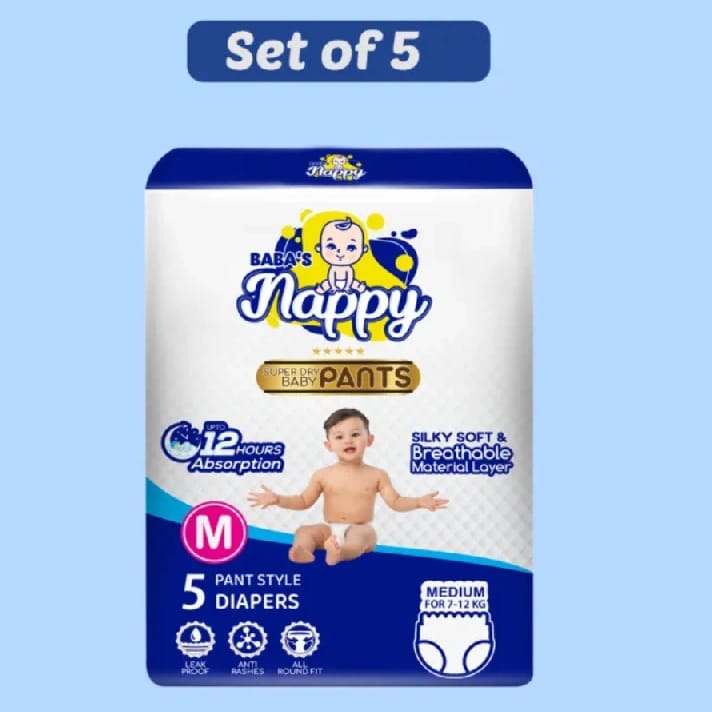 Baba'S Nappy Baby Pull Up Diaper Small Pack, Medium Pack Of 5 Pcs (Set Of 5) - image 1