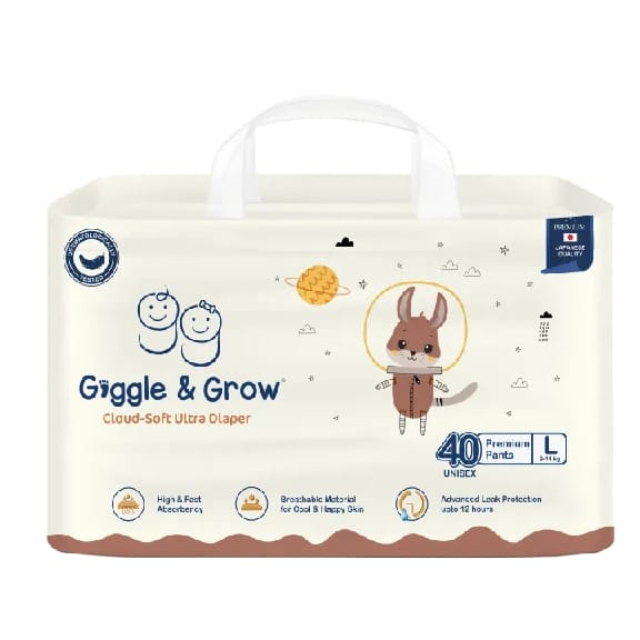 Giggle And Grow Baby Diaper - Large (40pcs) - image 1