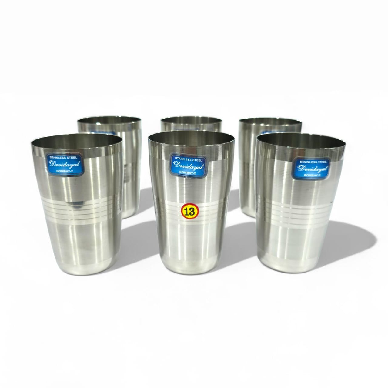 Devidayal "Thums Up" Standard Stainless Steel Glass (Set Of 6) – 13-Gauge Durable Family Tumblers – Lightweight & Ergonomic Water Glasses For Kids And Daily Use - image 2