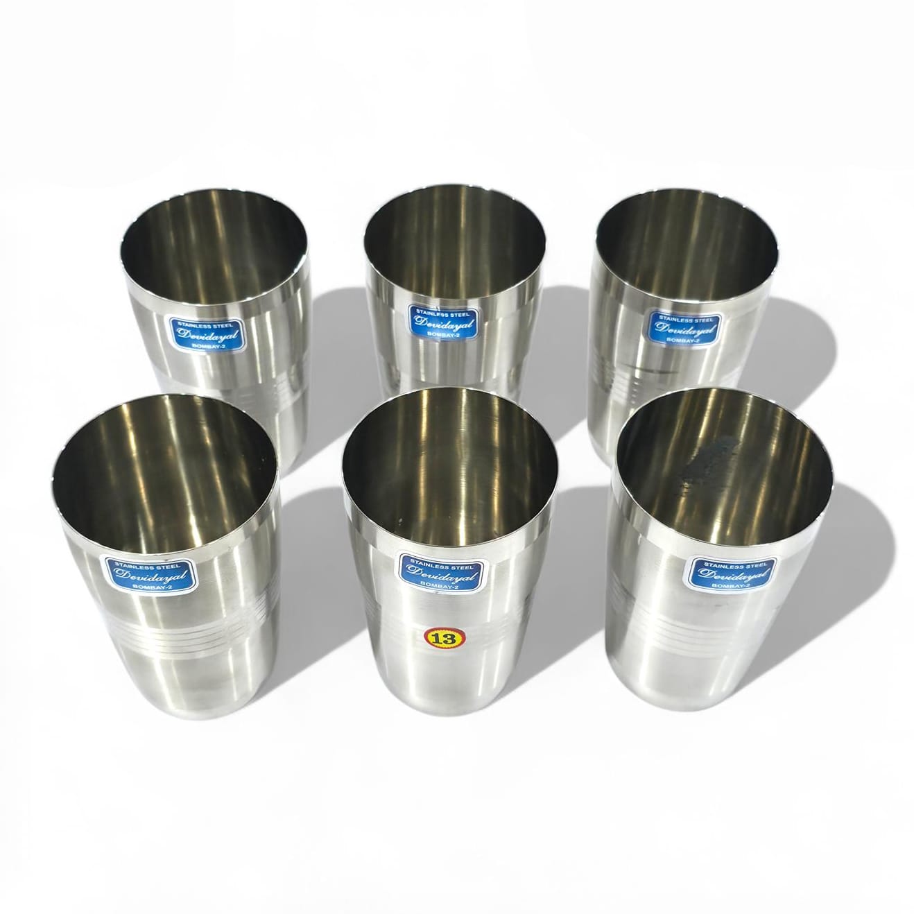 Devidayal "Thums Up" Standard Stainless Steel Glass (Set Of 6) – 13-Gauge Durable Family Tumblers – Lightweight & Ergonomic Water Glasses For Kids And Daily Use - image 1