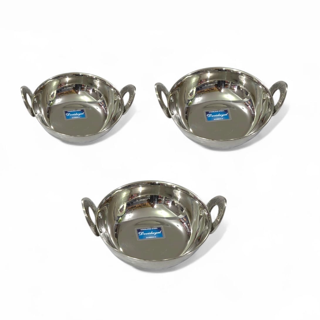 Devidayal Mathar Stainless Steel Serving Karahi – Heavy-Duty Traditional Wok-Style Serving Dish – Available In Small, Big And Large Size - image 5