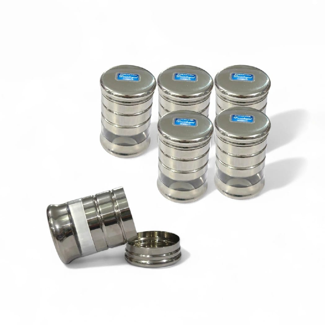 Devidayal "Art Of Spices" Premium Cannister Set (Set Of 6) – Designer Wave-Body Stainless Steel Jars With See-Through Acrylic Windows – Complete Kitchen Storage Solution (Since 1960) - image 1
