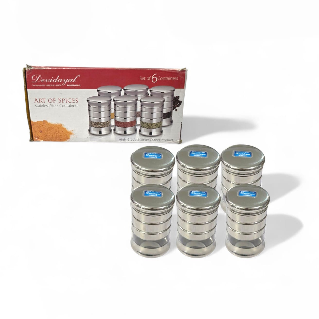 Devidayal "Art Of Spices" Premium Cannister Set (Set Of 6) – Designer Wave-Body Stainless Steel Jars With See-Through Acrylic Windows – Complete Kitchen Storage Solution (Since 1960) - image 5