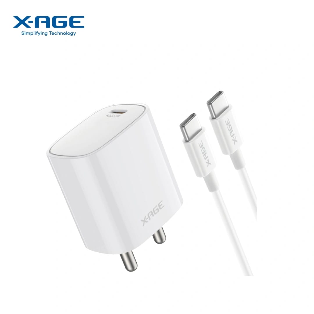 X-AGE ConvE Rapid 22.5W PD Charger With Type C-C PD Cable (IPD01) | Indian Round Pin | Safety Protocol - image 1