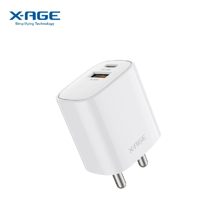 X-AGE ConvE Rapid 22.5W PD + QC Adapter (IPDQC) | Indian Round Pin | Safety Protocol | PPS