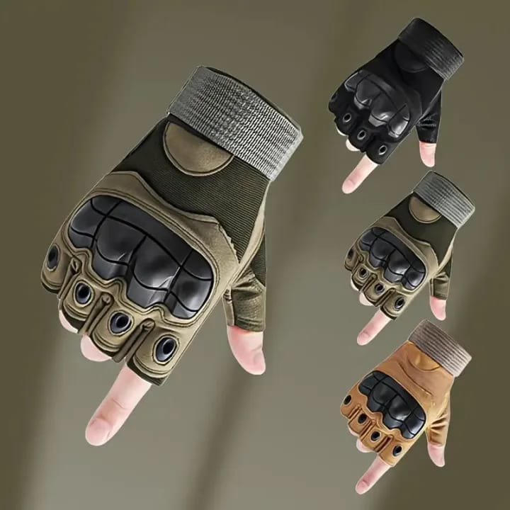 Gym Tactical Fitness Outdoor Protective Shell Antiskid Workout Riding Half Finger Gloves For Men - image 1