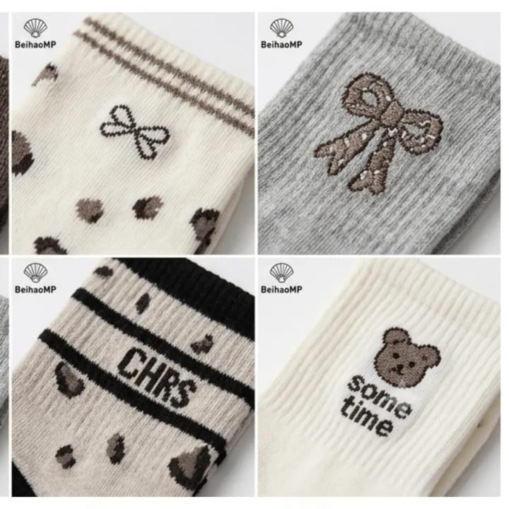 Women's Vintage Floral Cotton Crew Socks | Soft Breathable Casual Mid-Calf Socks | Everyday Comfort | Pack Of 5 Pairs - image 3