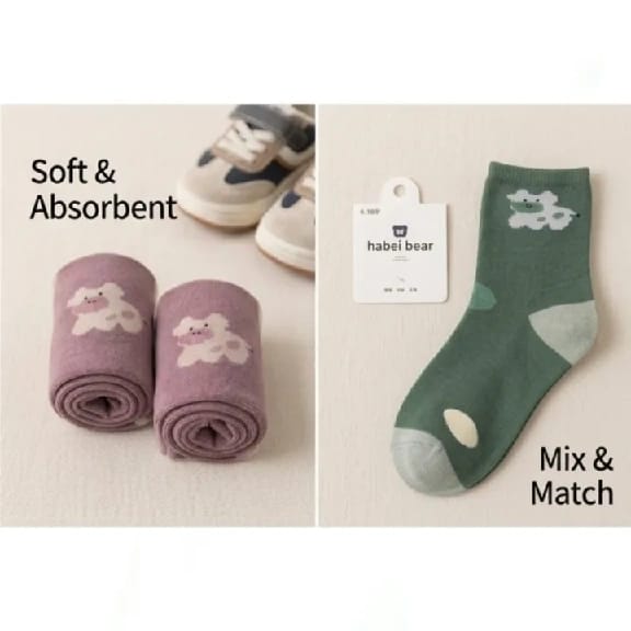 5 Pairs Set 6-10 Yrs Baby Kids Soft Comfortable Cotton Mid-Tube Boys Girls Winter Socks - image 4