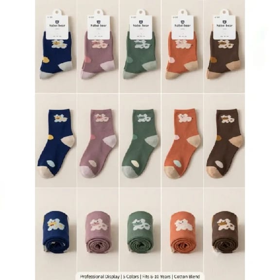 5 Pairs Set 6-10 Yrs Baby Kids Soft Comfortable Cotton Mid-Tube Boys Girls Winter Socks - image 1
