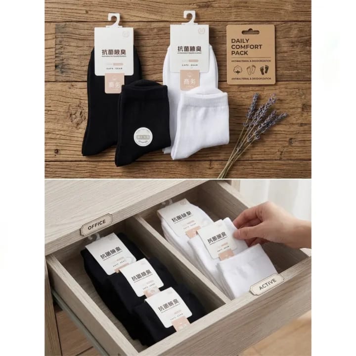 10 Pairs Unisex Cotton Crew Socks | Breathable Antibacterial Deodorizing Casual & Office Socks | Soft Comfortable Daily Wear | Black & White - image 2
