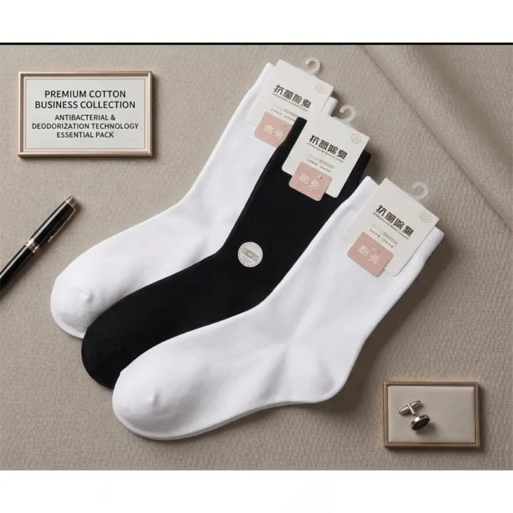 10 Pairs Unisex Cotton Crew Socks | Breathable Antibacterial Deodorizing Casual & Office Socks | Soft Comfortable Daily Wear | Black & White - image 3