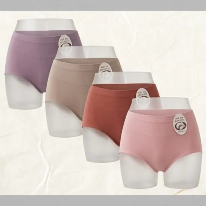 Pack Of 4 Pcs Women’s High Waist Cotton Panty | Soft Comfortable Stretchable Briefs | Full Coverage Ladies Underwear - image 1
