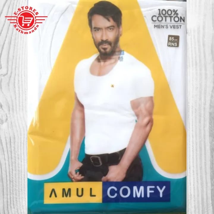 Pack Of 6pcs Amul Comfy Men's Vest 100% Cotton RNS - image 2