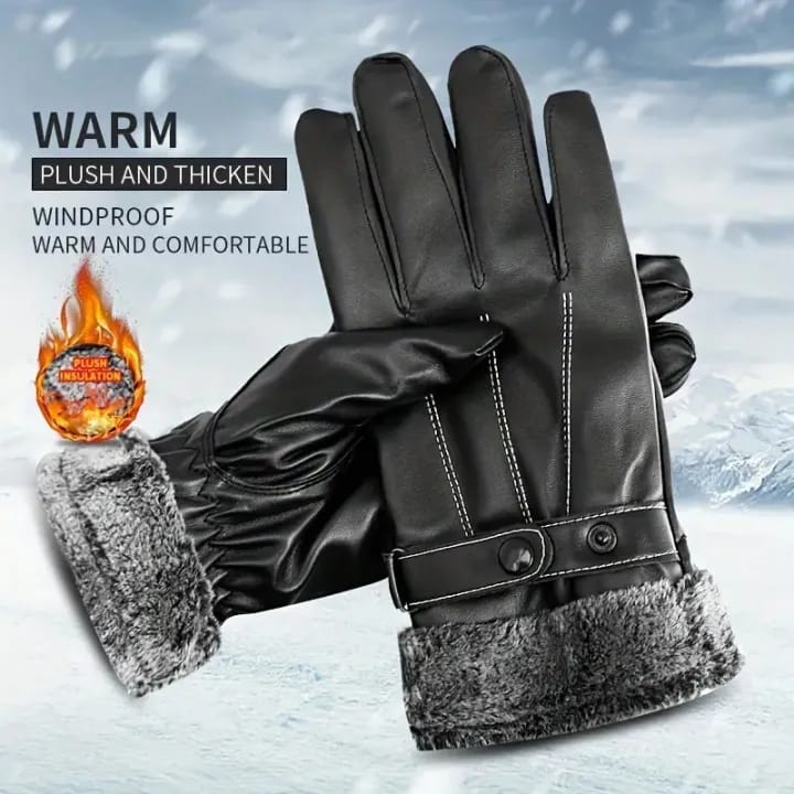Windproof Winter Autumn Men Leather Full Finger Gloves - image 5