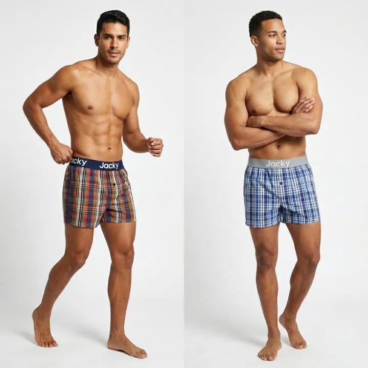 2-Pack Men's Cotton Plaid Boxer Shorts with Comfort Waistband - image 1