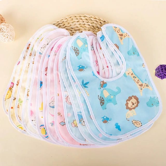 3 Pcs Cotton Waterproof Baby Bibs Saliva Towel With Button - image 1