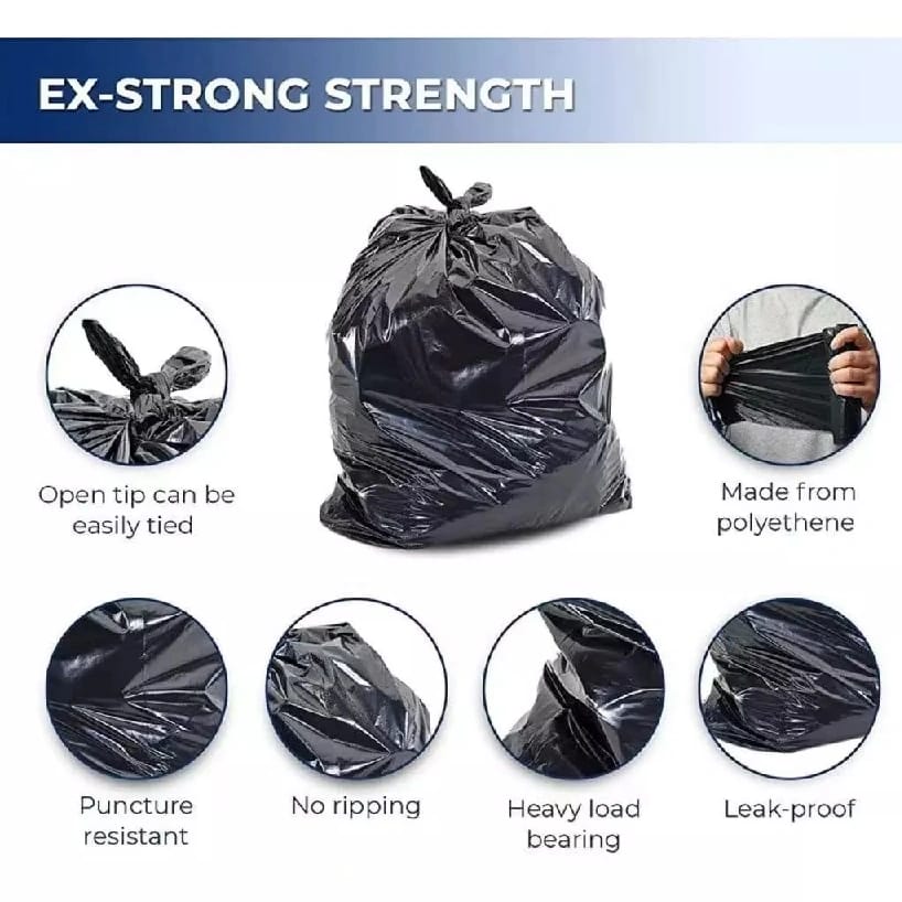 Pack Of 30 Pcs - Trash Bag Garbage Bag Black Plastic Bags - 45*55CM - image 4