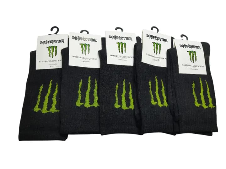 Monster Logo Graphic Crew Socks for Men - Comfort Fit Casual Fashion 5-Pack - image 4