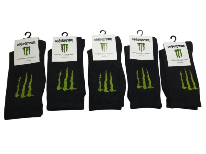 Monster Logo Graphic Crew Socks for Men - Comfort Fit Casual Fashion 5-Pack - image 3