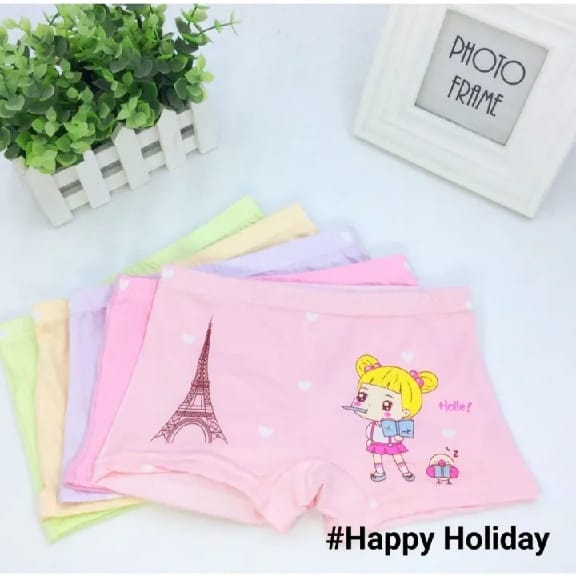 Cartoon Printed Boxer Panty For Girls(Pack Of 5) - image 2