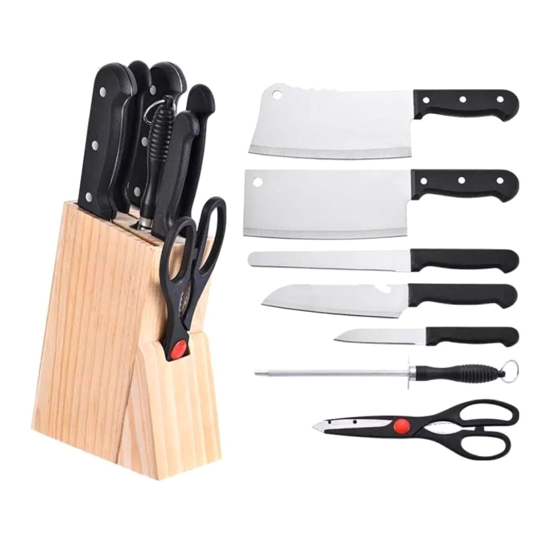 Stainless Steel Kitchen Knife Set With Wood Stand 7pcs heavy set - image 1