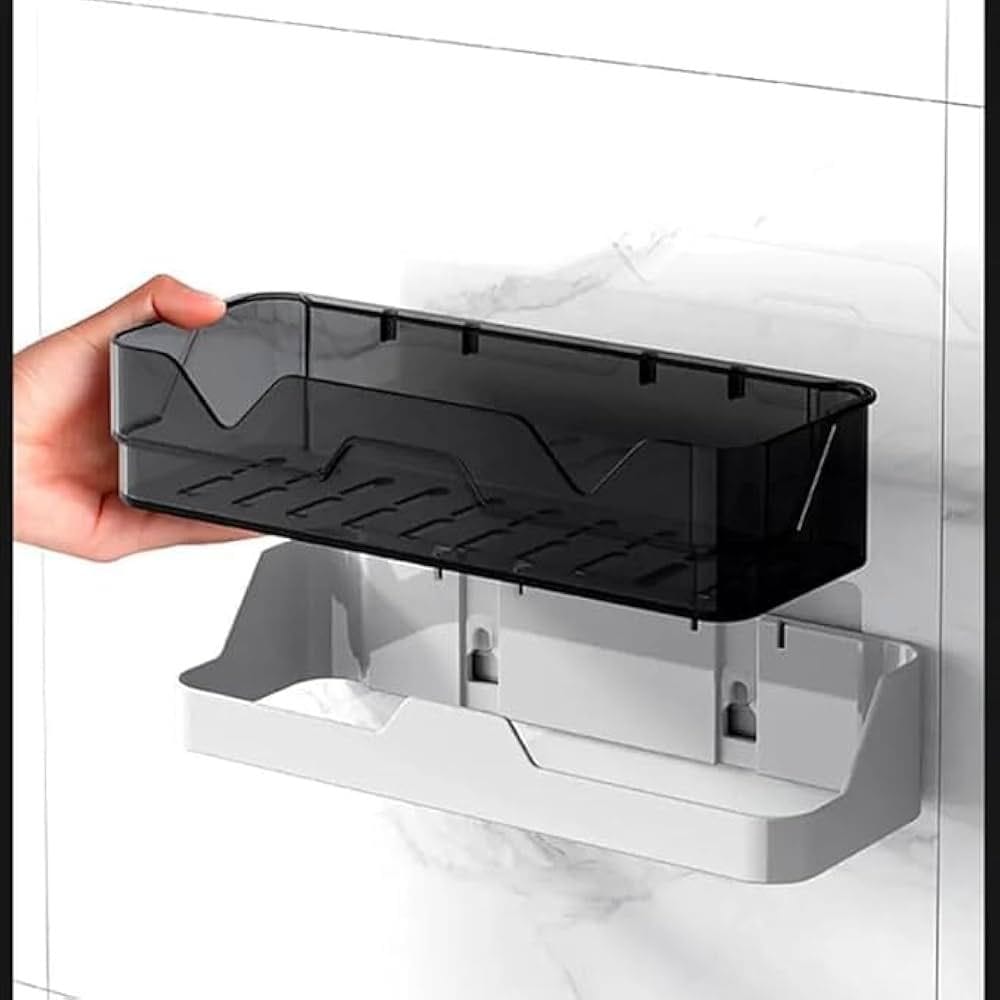 Bathroom shelf storage organizer no driling shower shelf kitchen storage basket rack shelves punch free bathing fitted bathroom plastic Wall Mount storage box - image 5