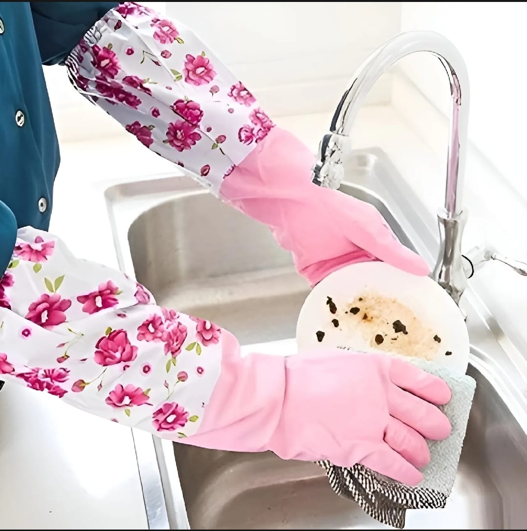 Waterproof Dish Washing And Cleaning Gloves (1pair) - image 2